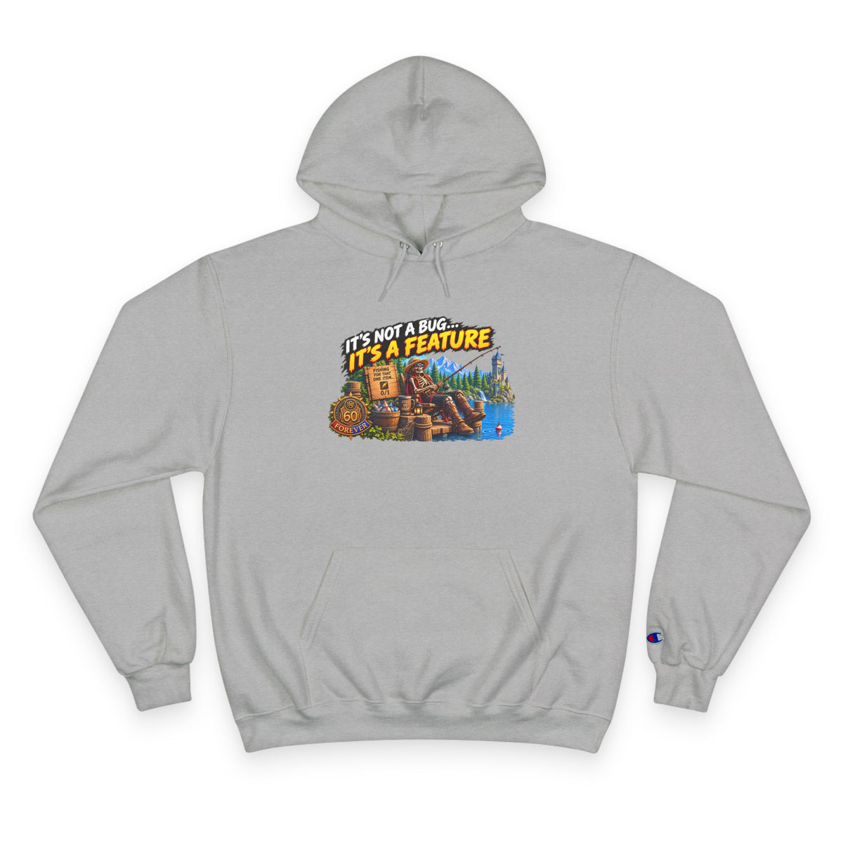 Champion Hoodie — "It's Not a Bug, It's a Feature" Retro Gamer Graphic Hoodie