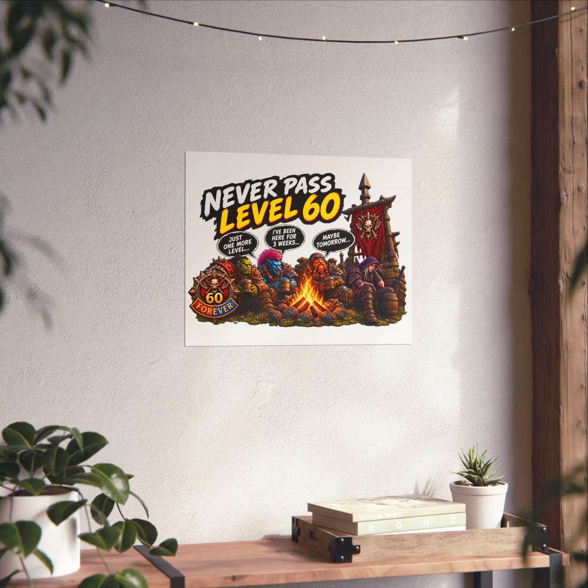 Never Pass Level 60 Fine Art Poster – Funny Gamer 60th Birthday Wall Art