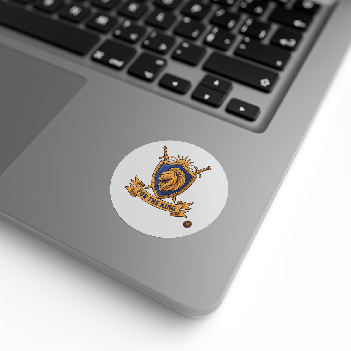Round Sticker Roll — 'For The King' Lion Crest Label