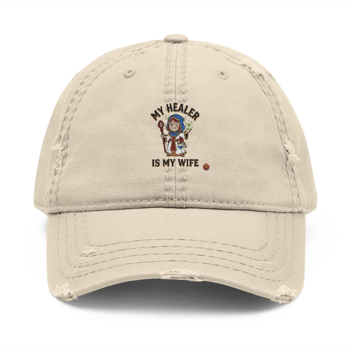 Distressed Embroidered Dad Hat - Native American Chief Design