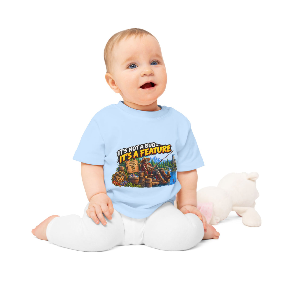 Baby T-Shirt — "It’s Not a Bug, It’s a Feature" Cute Geek Fishing Design