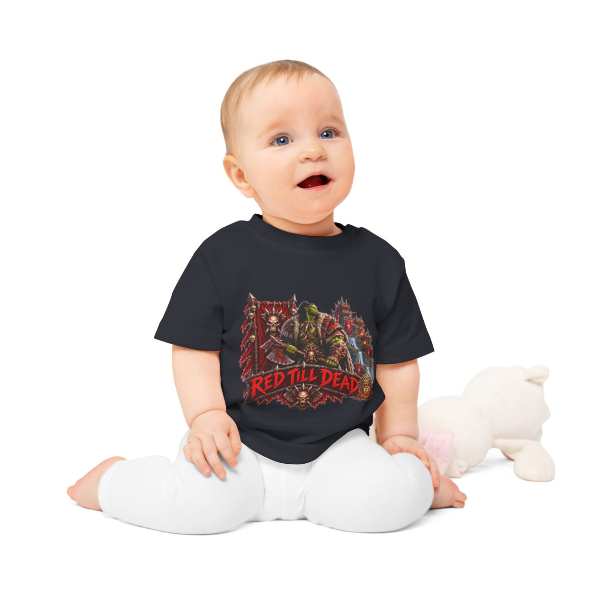 Baby T-Shirt — "Red Till Dead" Fantasy Orc & Warrior Graphic Tee