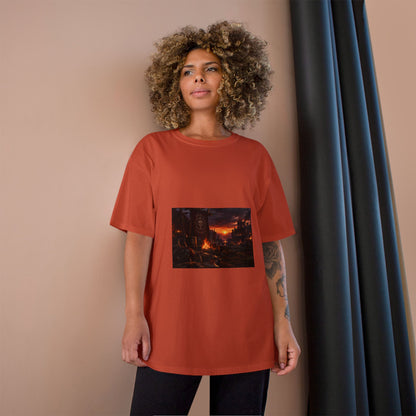 Champion T-Shirt — Dark Fantasy Volcano Landscape Graphic Tee