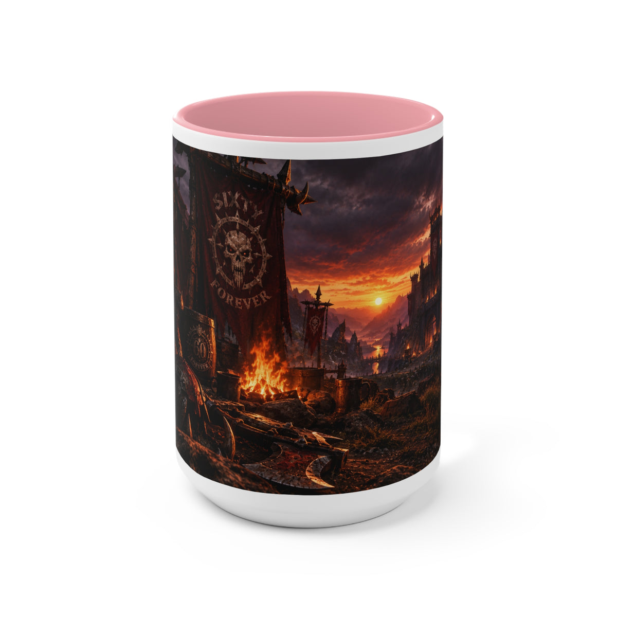 Viking Warcamp Accent Mug — Norse Battle Scene Coffee Cup