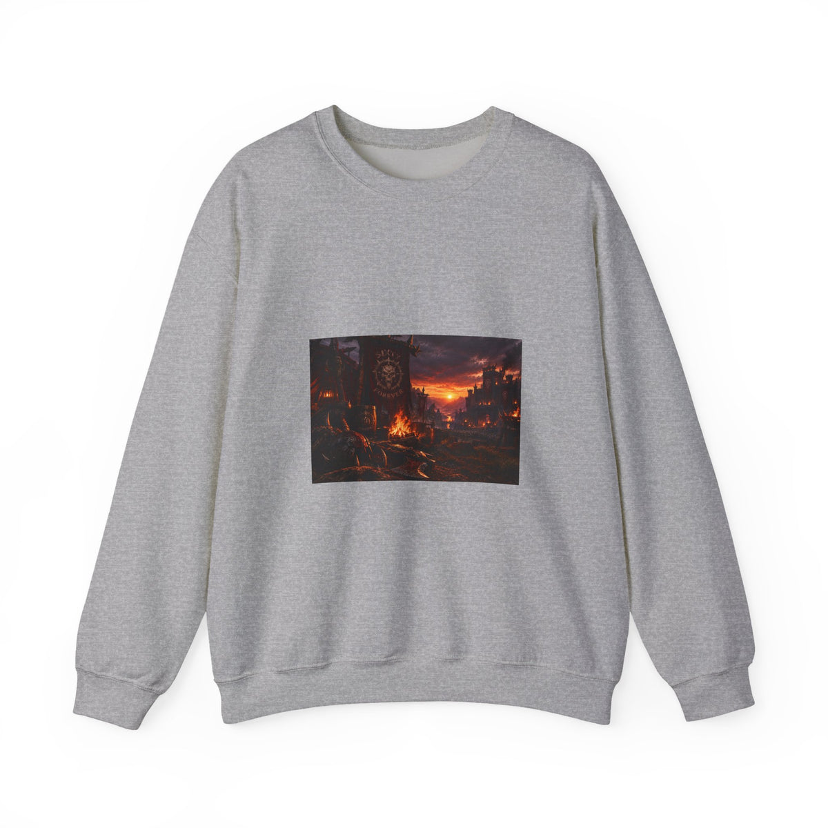 Apocalyptic Cityscape Crewneck Sweatshirt — Dystopian Sunset Graphic