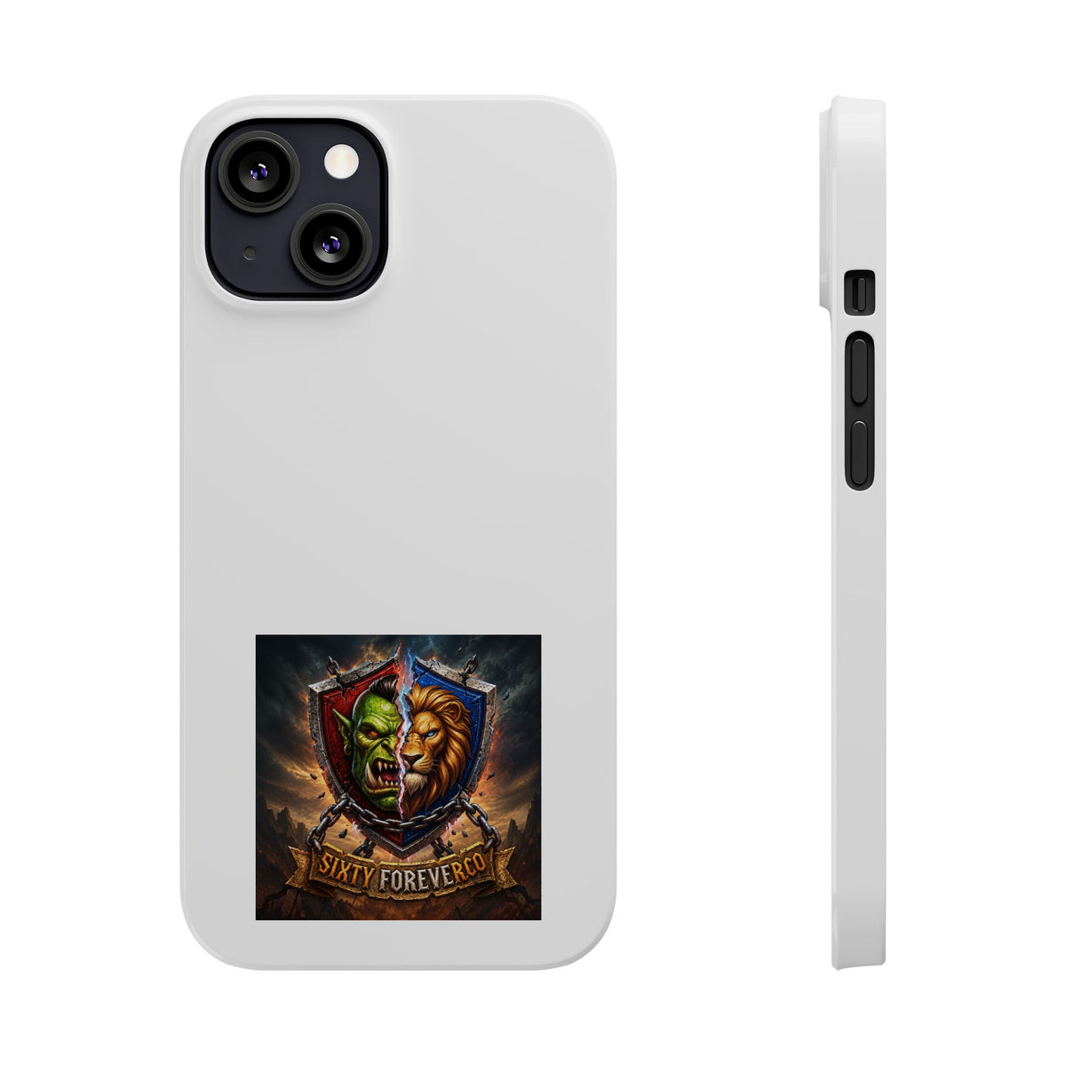 Slim Phone Case — Fantasy Shield Orc & Lion Crest "Sixty Forever"