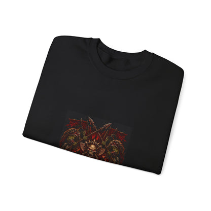Crewneck Sweatshirt — Gothic Skull & Flames "Seven For Hell" Graphic