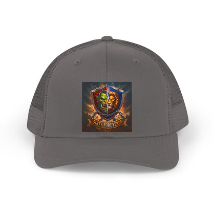 Trucker Hat — 'Stay Forever' Retro Lion & Mask Shield Graphic