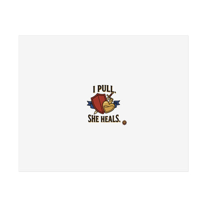 Poster — "I Pull, She Heals" Floral Minimalist Wall Art