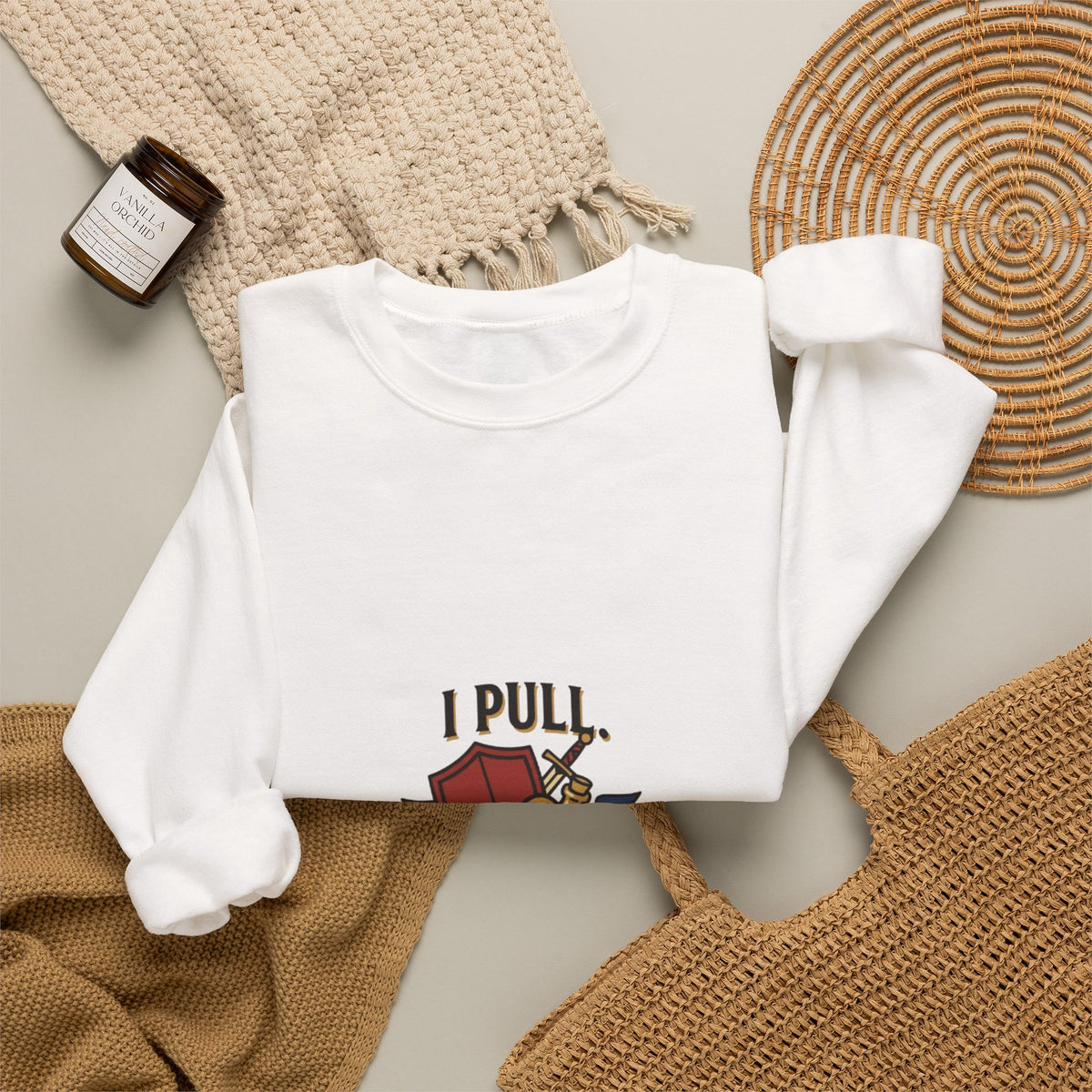 Crewneck Sweatshirt — “I Pull, She Heals” Veterinary/Animal Rescue Crewneck