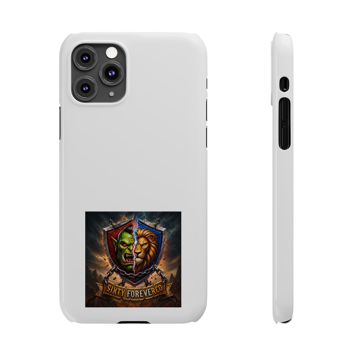 Slim Phone Case — Fantasy Shield Orc & Lion Crest "Sixty Forever"