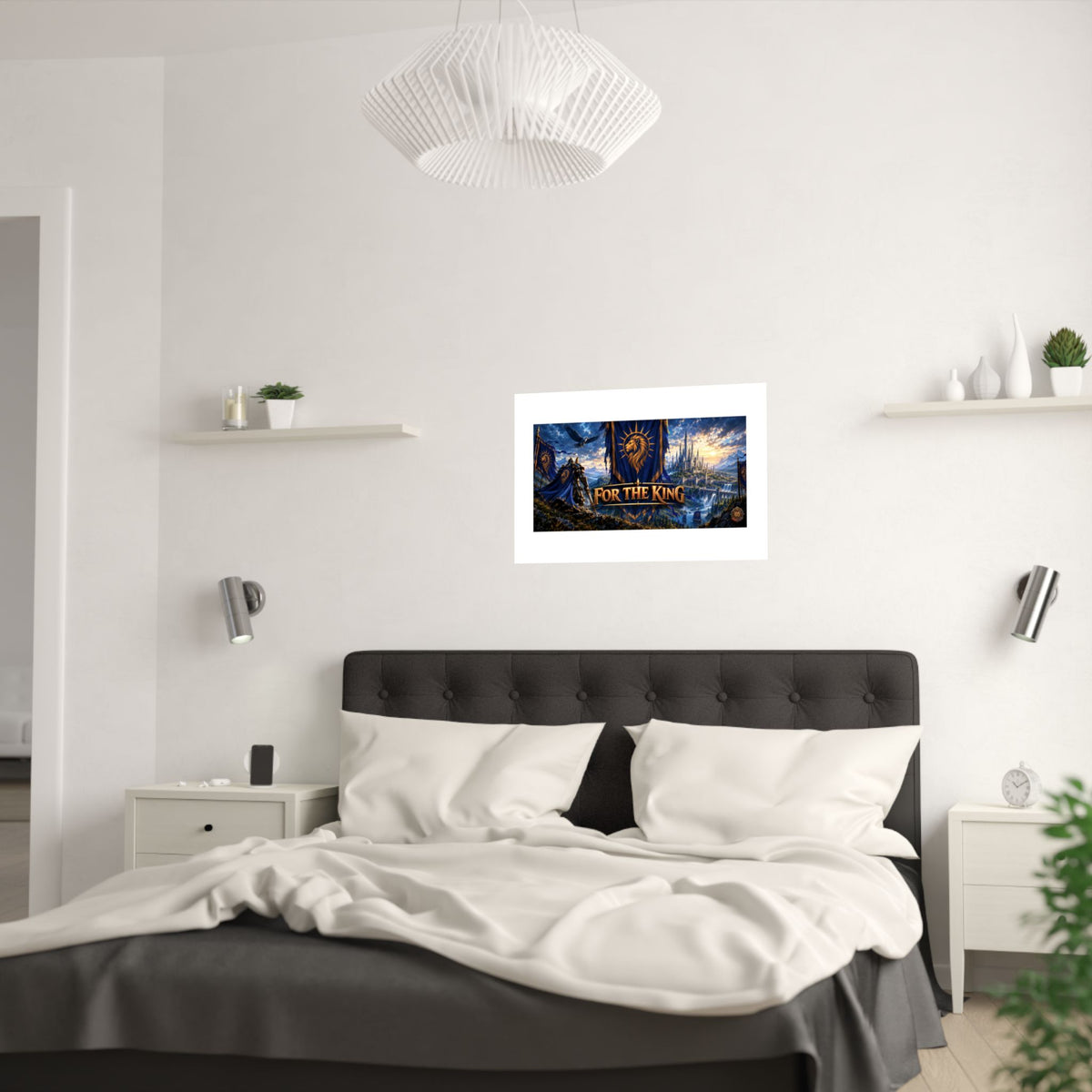 For The King Satin Poster — Fantasy Castle & Lion Banner Wall Art