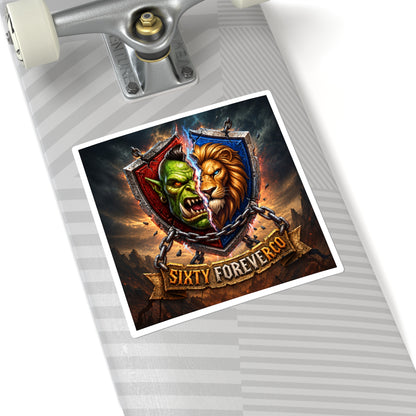 Sixty ForeverCo Orc vs Lion Crest Square Sticker — Fantasy Gaming Emblem