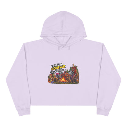 Gaming Camp Crop Hoodie — "Level 60 Forever" Retro RPG Graphic