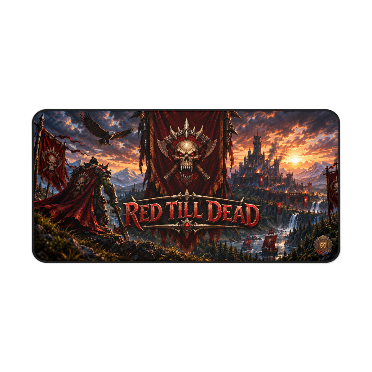 Red Till Dead Fantasy Gaming Desk Mat
