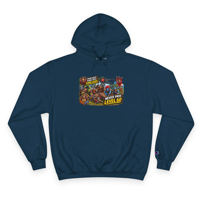 Gaming Champion Hoodie — "Never Pass Level 60" Retro RPG Graphic Hoodie