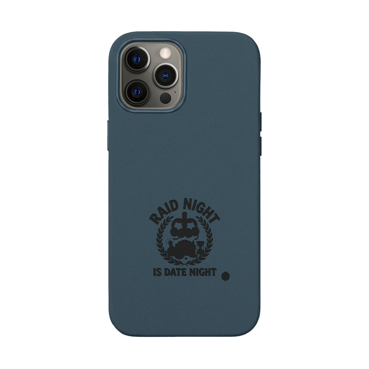 Engraved PU Leather Phone Case — 'Raid Night' Embossed Protective Cover