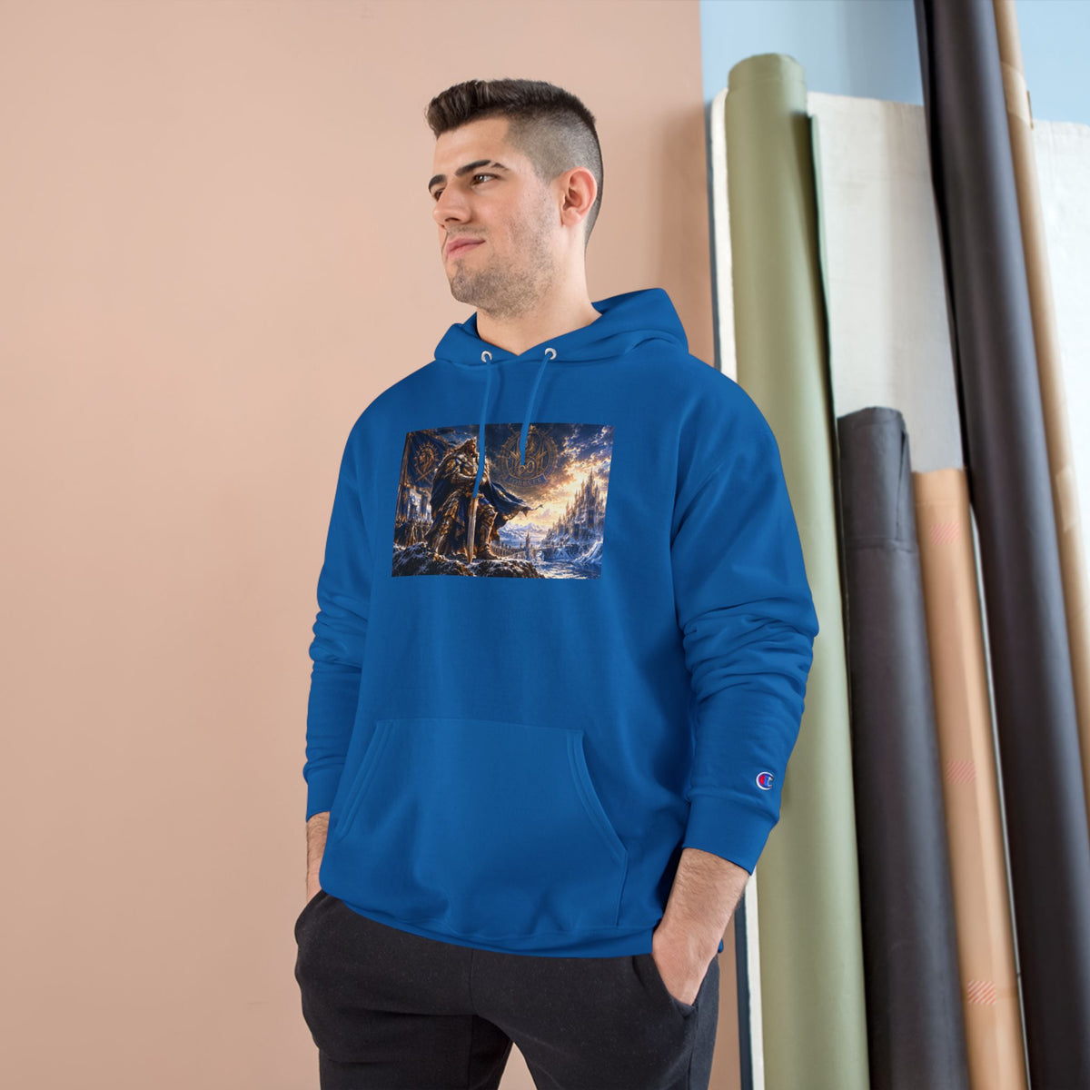 Viking Warrior Winter Hoodie – Norse Longship Battle Graphic