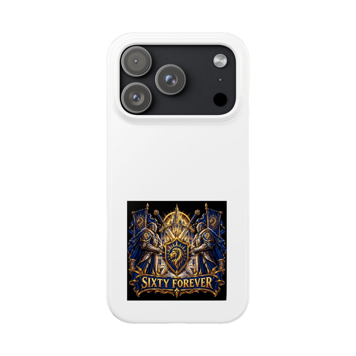 Slim Phone Case — "Sixty Forever" Shield Knight Graphic