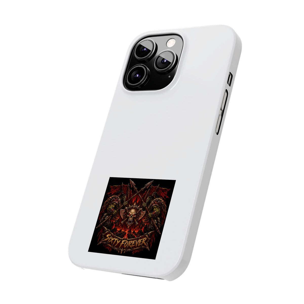 Slim Phone Case — 'Sixty Forever' Gothic Skull & Wings Design
