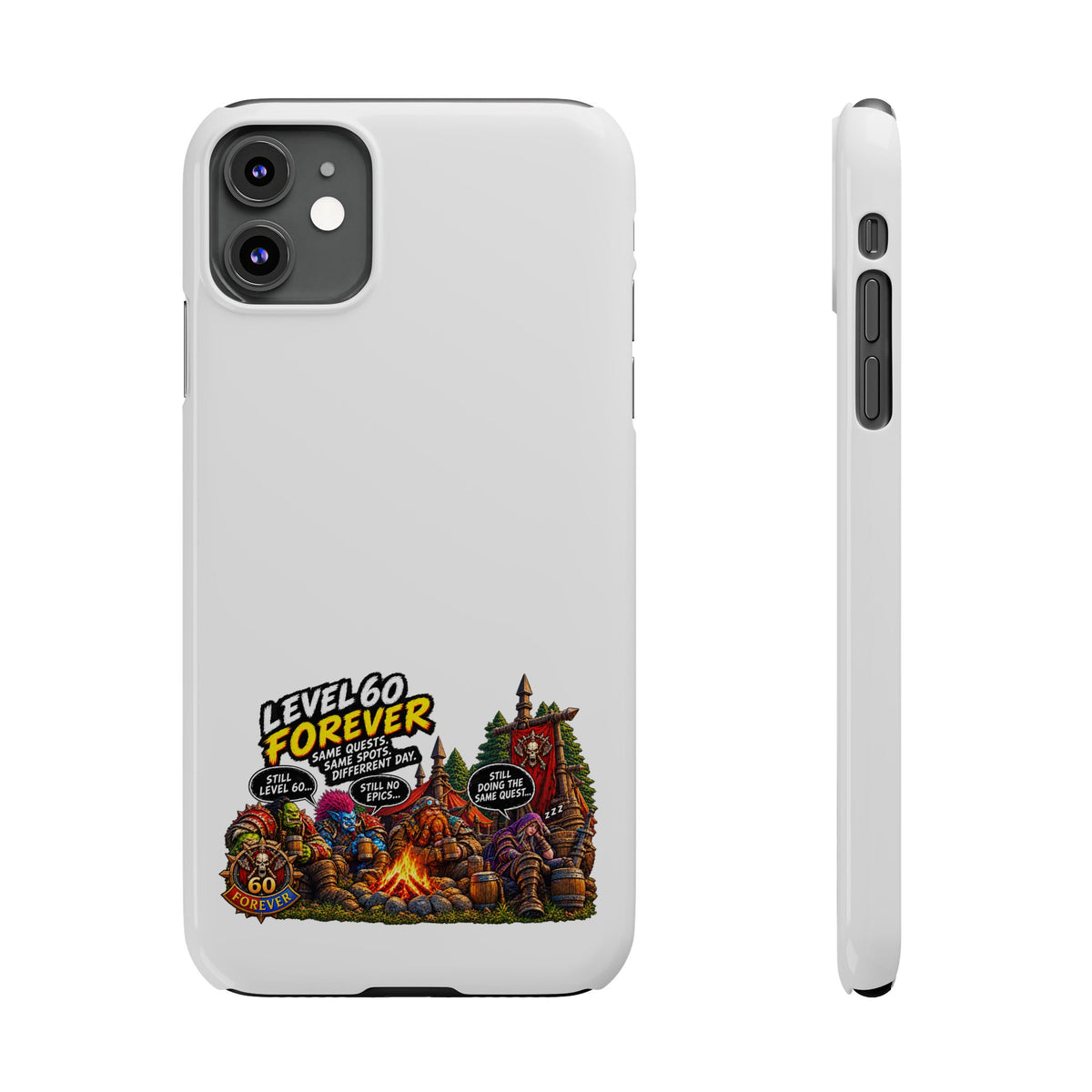 Level 60 Forever Slim Phone Case — Retro RPG Camping Gamer Design