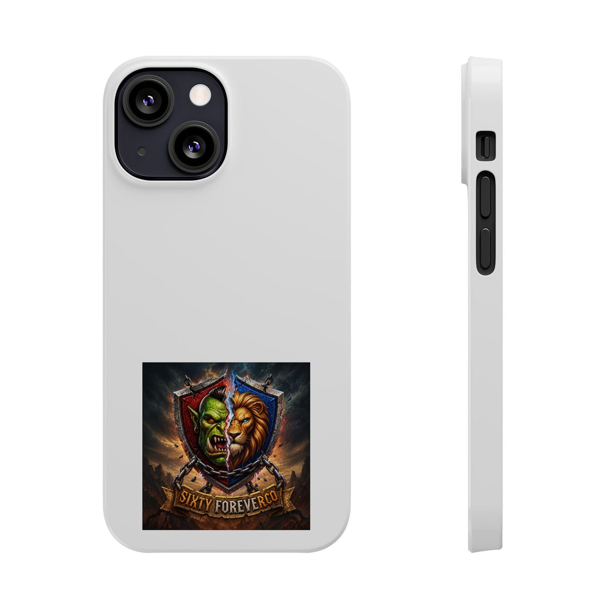 Slim Phone Case — Fantasy Shield Orc & Lion Crest "Sixty Forever"