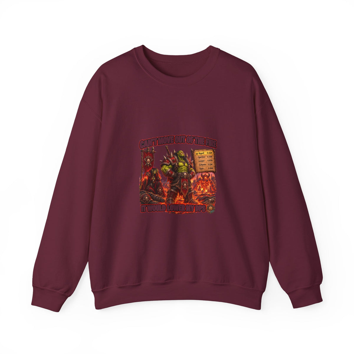 Crewneck Sweatshirt — Retro Dungeons & Dragons Goblin Art "Get Out of the Fire" RPG Gaming Tee