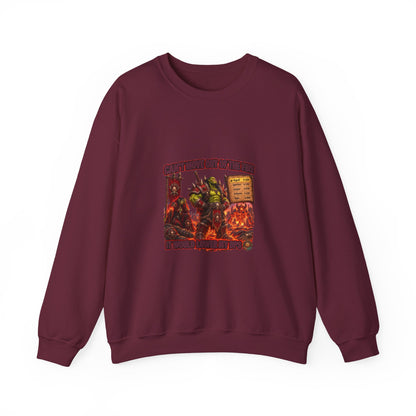 Crewneck Sweatshirt — Retro Dungeons & Dragons Goblin Art "Get Out of the Fire" RPG Gaming Tee