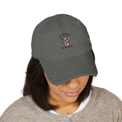 Distressed Embroidered Dad Hat - Native American Chief Design