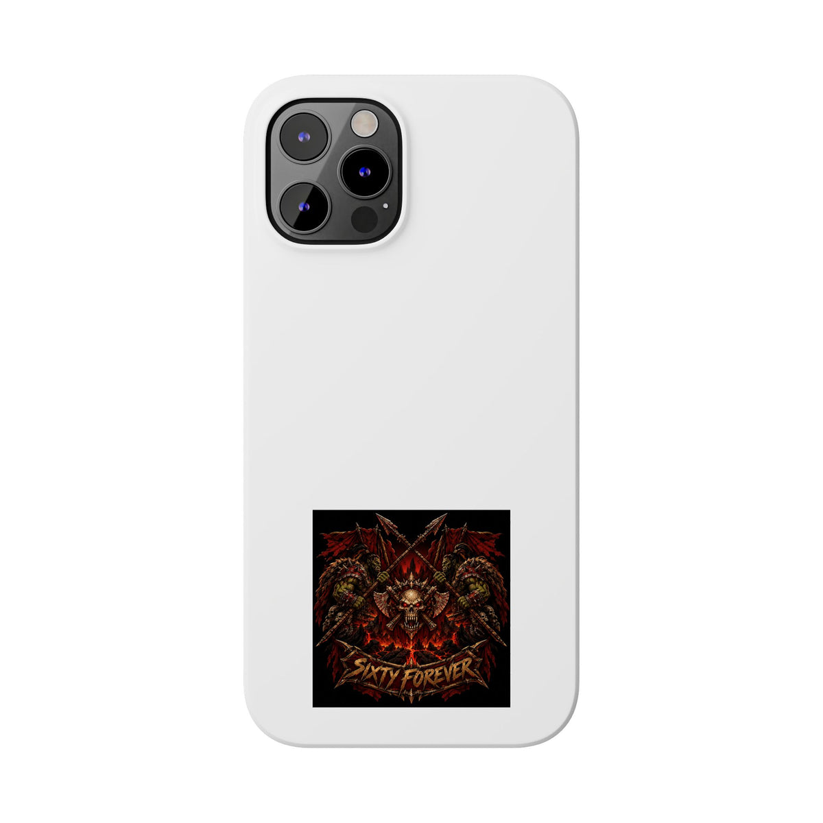 Slim Phone Case — 'Sixty Forever' Gothic Skull & Wings Design