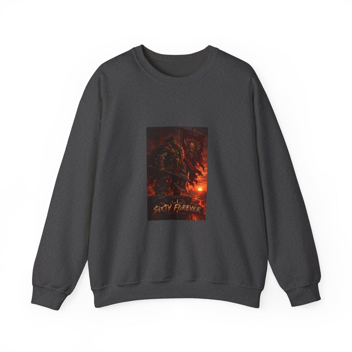 Crewneck Sweatshirt — Dark Fantasy Inferno Graphic with “Stay Forever” Text
