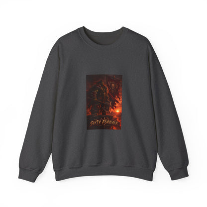 Crewneck Sweatshirt — Dark Fantasy Inferno Graphic with “Stay Forever” Text
