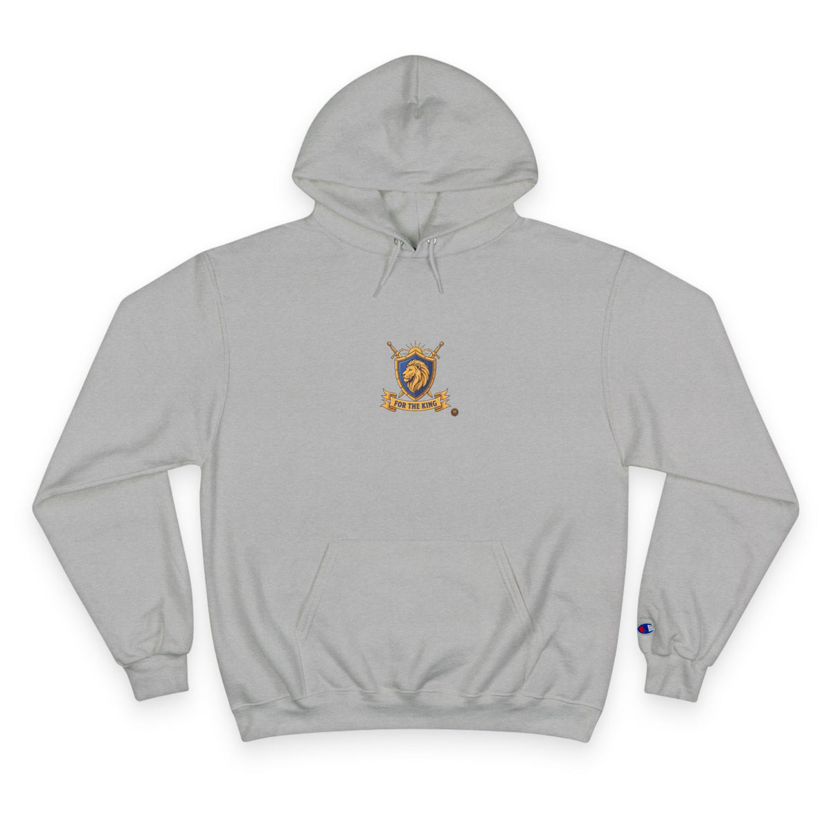 Champion Hoodie — Small Gold Crest Logo Athletic Pullover