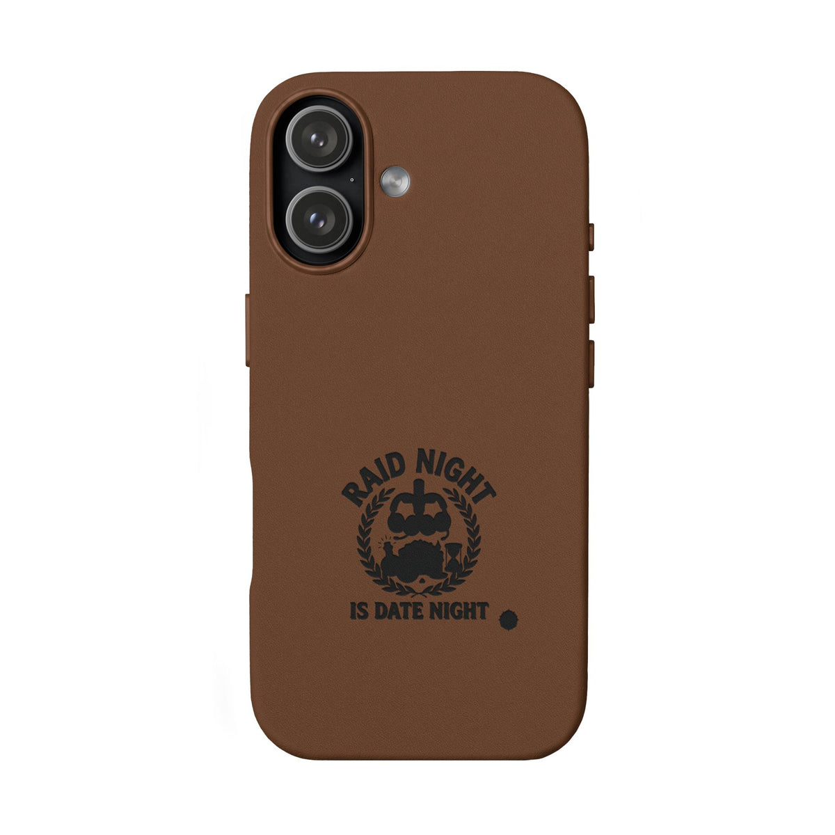 Engraved PU Leather Phone Case — 'Raid Night' Embossed Protective Cover