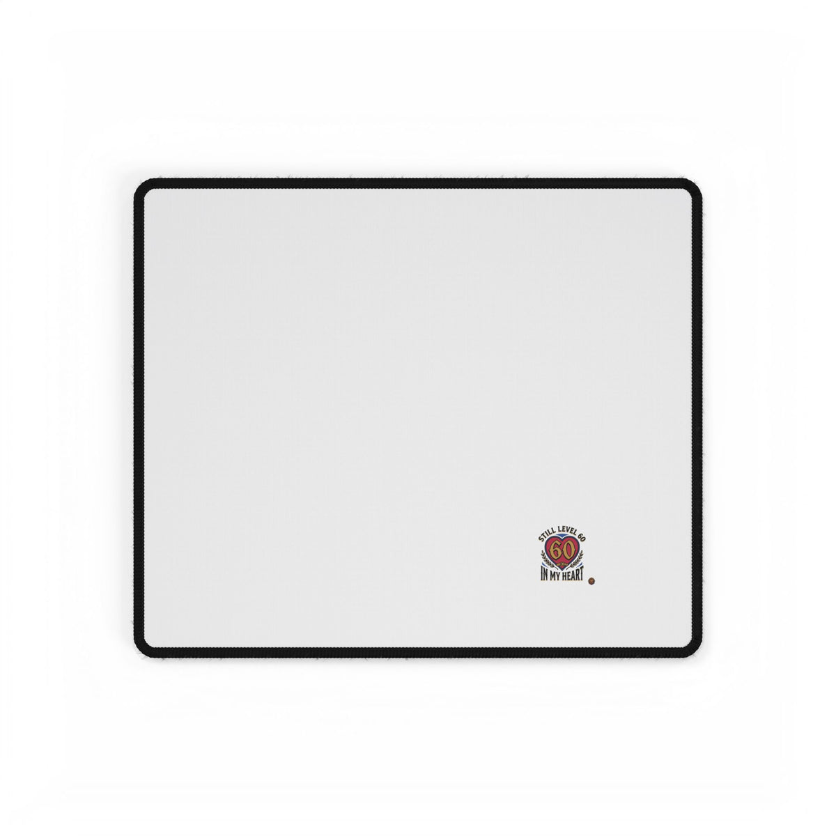 Large Desk Mat — Minimal White Gaming/Office Pad with 'All I Need Is Go In My Heart' Badge