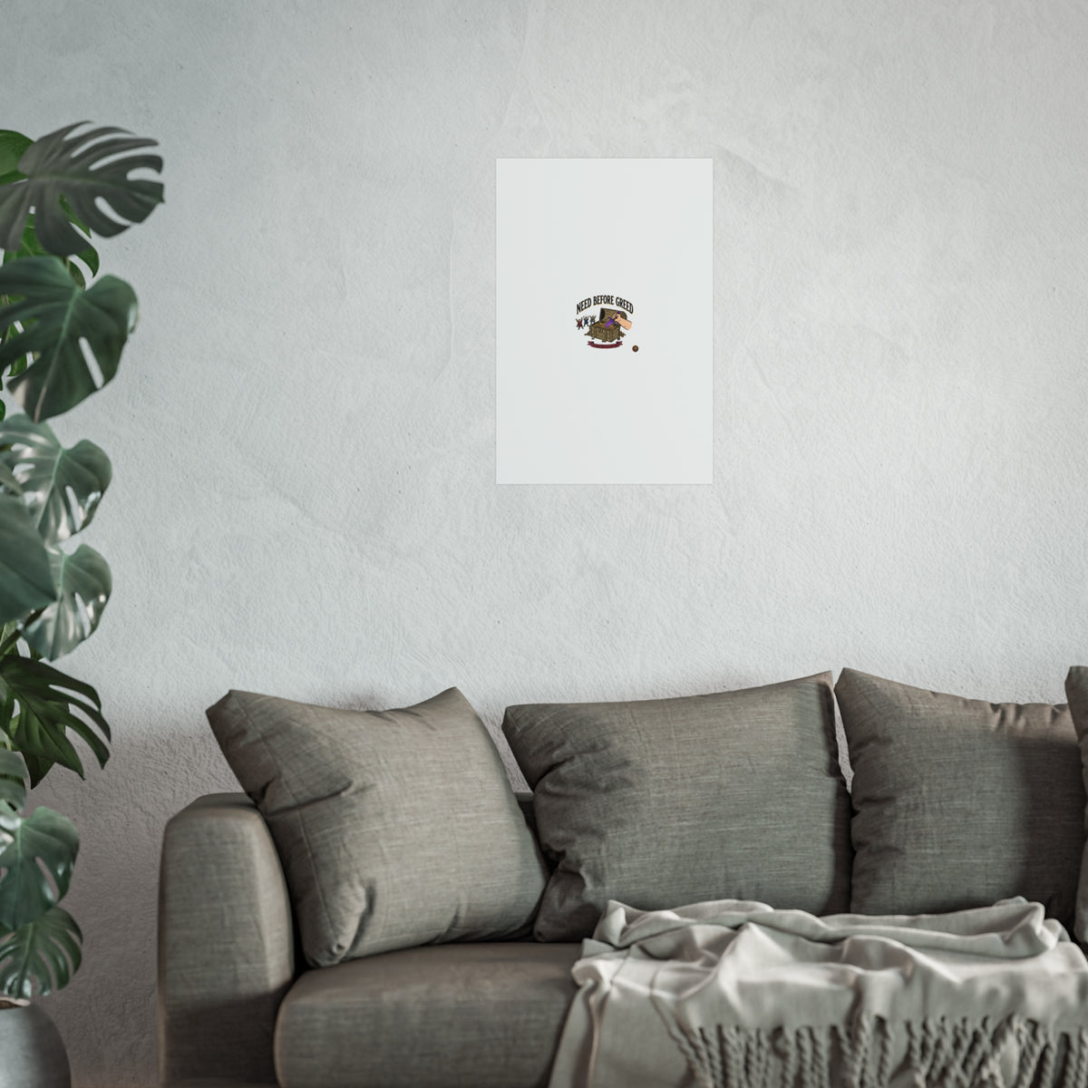 Need Before Greed Fine Art Poster — Vintage Chest Illustration, Inspirational Wall Art