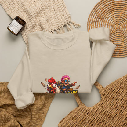 Crewneck Sweatshirt — "Honk If You're Leveling" Gamer Chicken Graphic