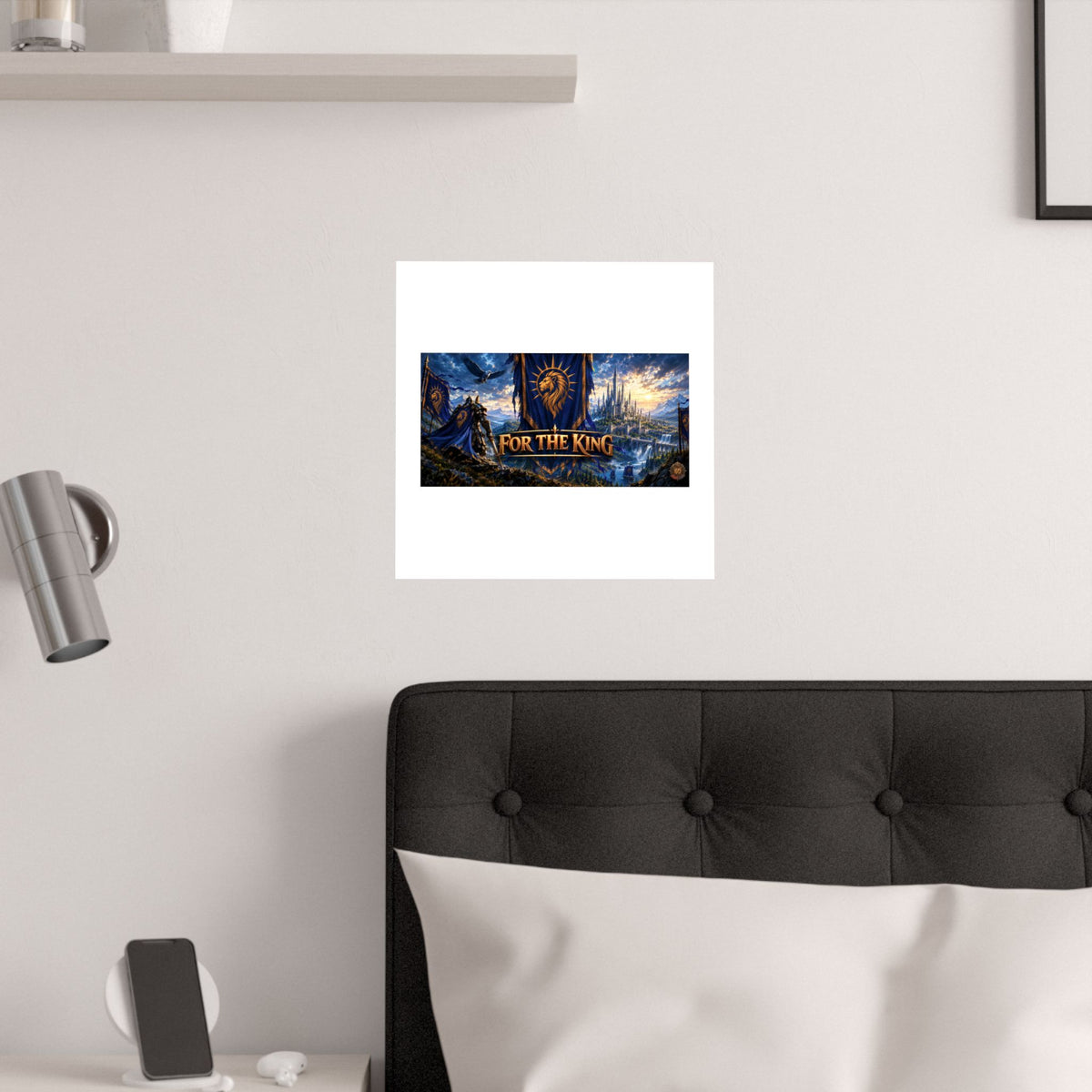 For The King Satin Poster — Fantasy Castle & Lion Banner Wall Art