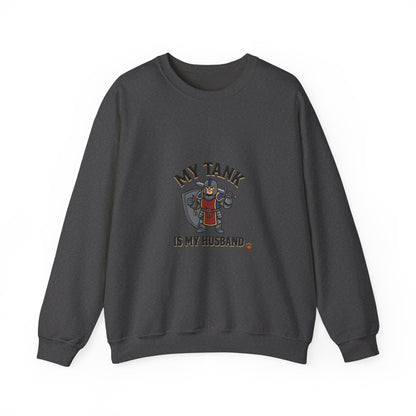 Crewneck Sweatshirt — "My Tank Is My Husband" RPG Gamer Graphic