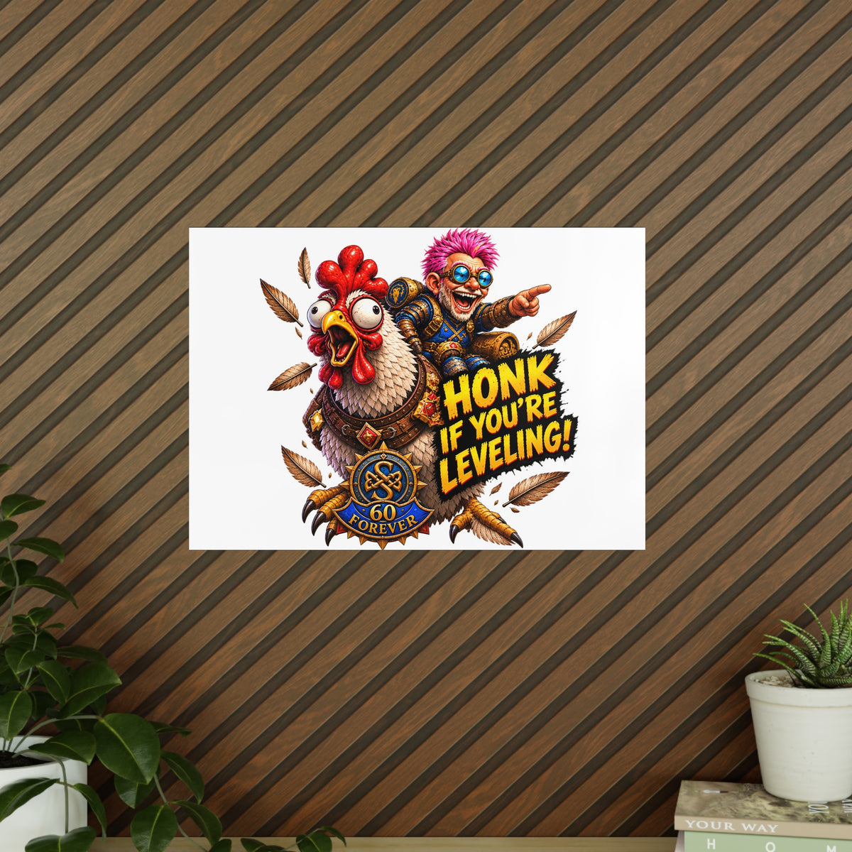Honk If You're Leveling! Photopaper Poster – Gamer Chicken Art Print