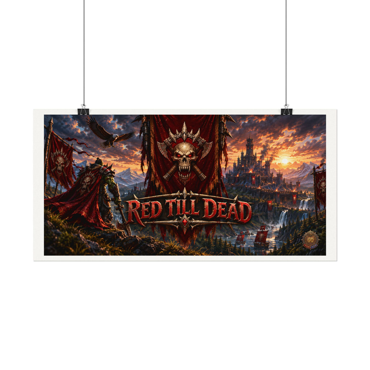 Red Till Dead Gothic Skull Poster — Textured Watercolor Matte Print