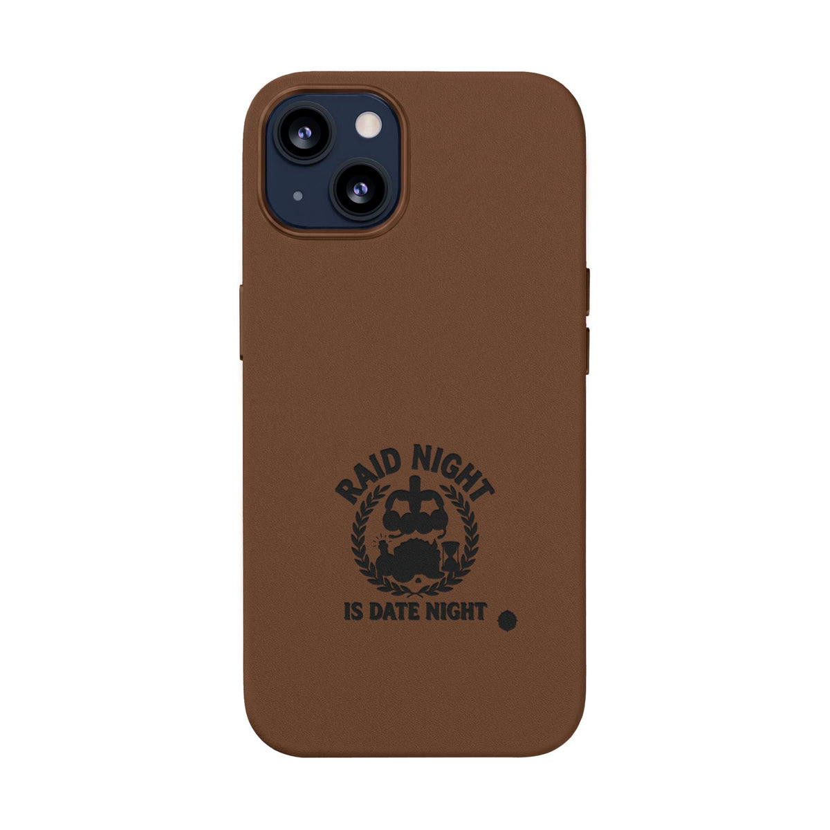 Engraved PU Leather Phone Case — 'Raid Night' Embossed Protective Cover