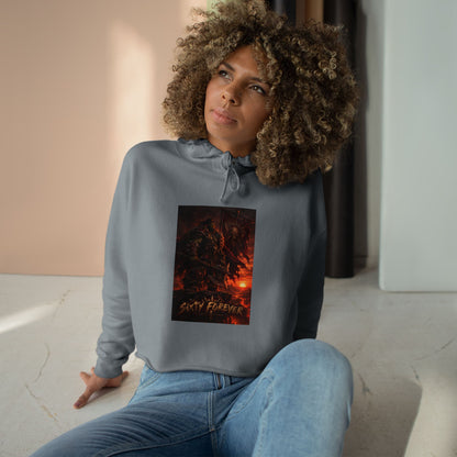 Crop Hoodie — Fiery Palm Sunset Graphic Crop Hoodie