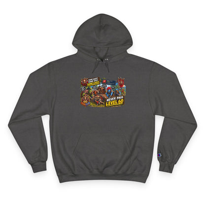 Gaming Champion Hoodie — "Never Pass Level 60" Retro RPG Graphic Hoodie