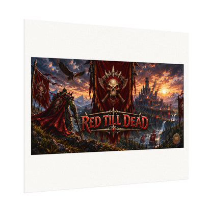 Red Till Dead Gothic Skull Poster — Textured Watercolor Matte Print