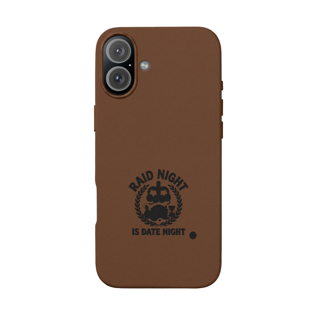 Engraved PU Leather Phone Case — 'Raid Night' Embossed Protective Cover