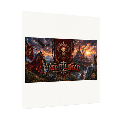Red Till Dead Gothic Skull Poster — Textured Watercolor Matte Print