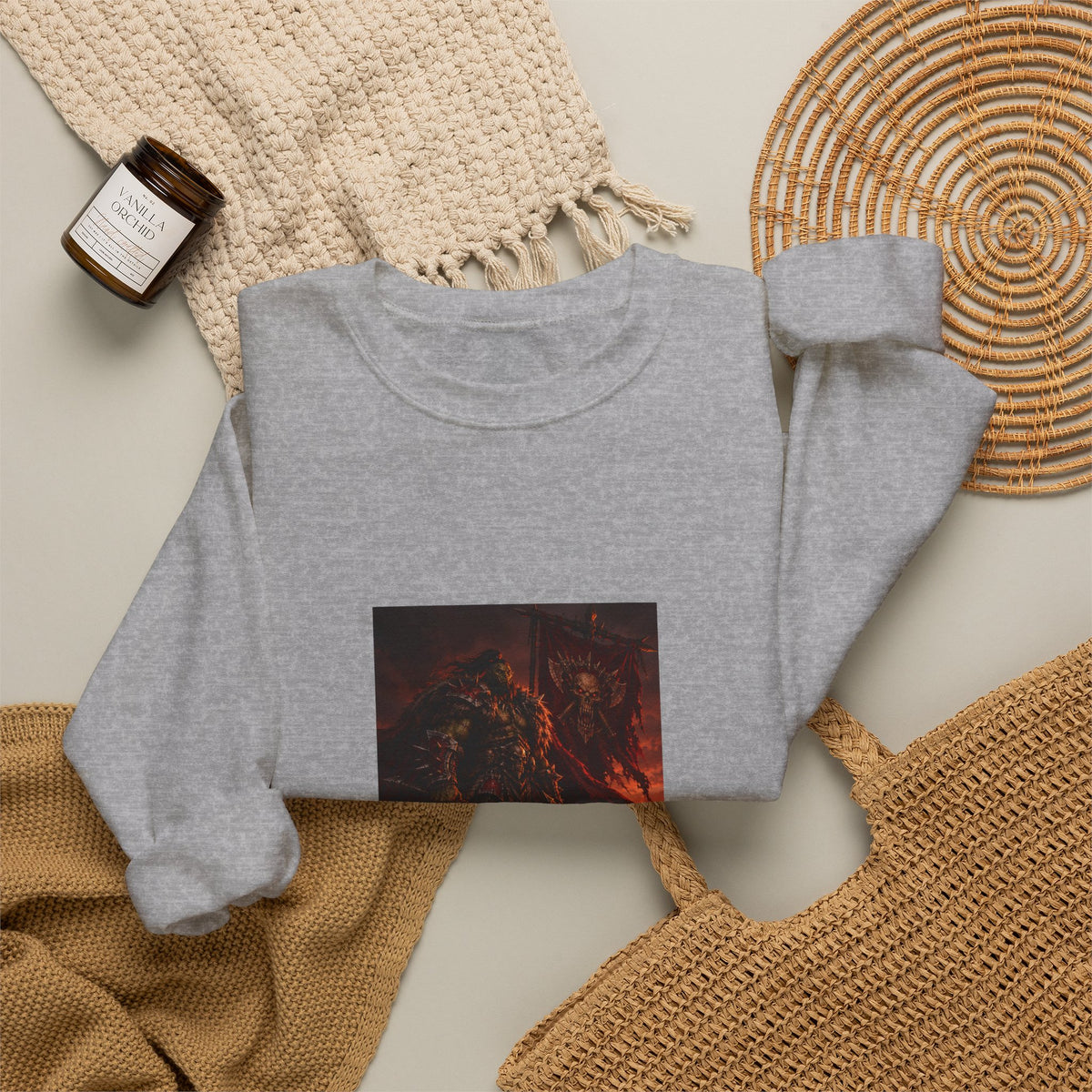 Crewneck Sweatshirt — Dark Fantasy Inferno Graphic with “Stay Forever” Text