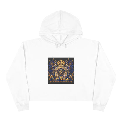 Sixty Forever Cropped Hoodie — Vintage Gothic Crest Graphic