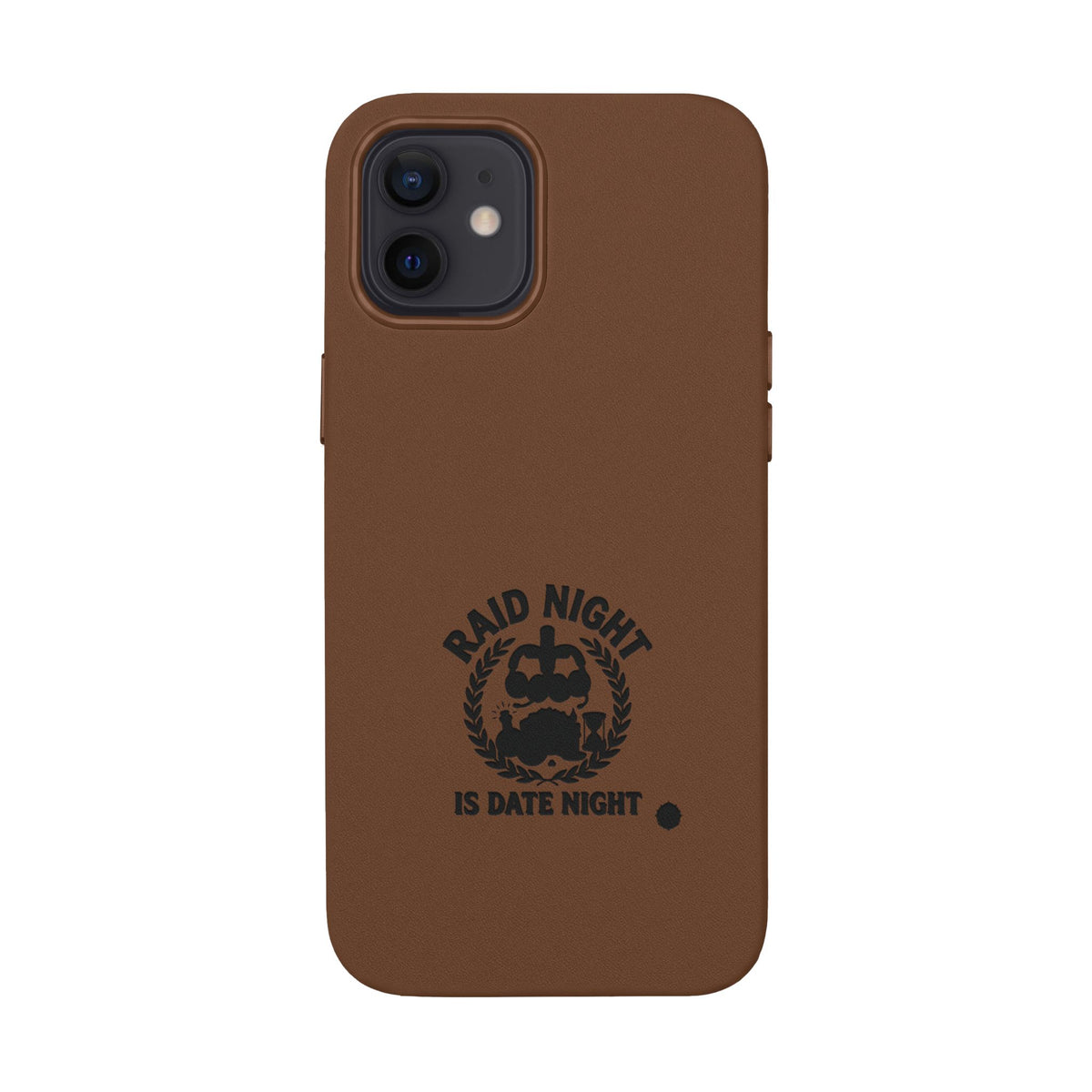 Engraved PU Leather Phone Case — 'Raid Night' Embossed Protective Cover